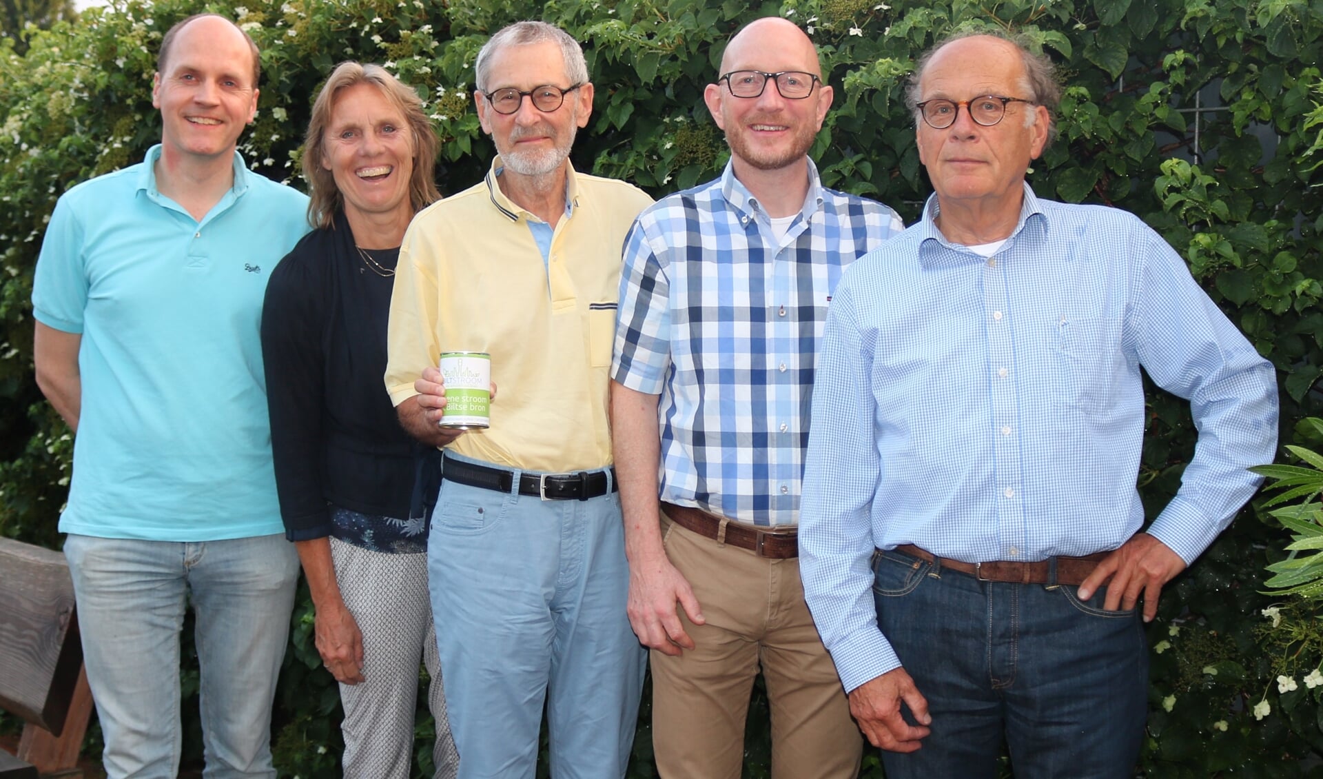 Bestuursleden coöperatie Biltstroom v.l.n.r. Christoph Buter, Annemieke Roestenberg, Bert Roke, Bart Wiegmans, Ferrand op ten Noort.