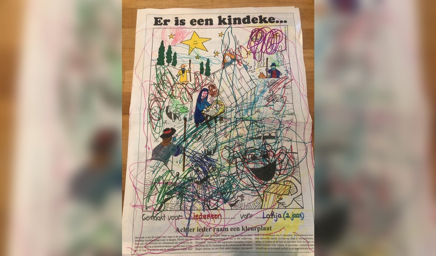 Lahja Gerhardt - 2 jaar heeft deze kleurplaat voor iedereen gemaakt, want “iedereen is lief”. Fijne feestdagen!