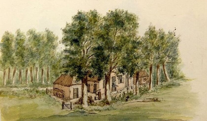 Een tekening van Maurits van Eyck van een later door Willem Carel baron van Boetzelaer afgebroken boerderij ‘De Morgen’.