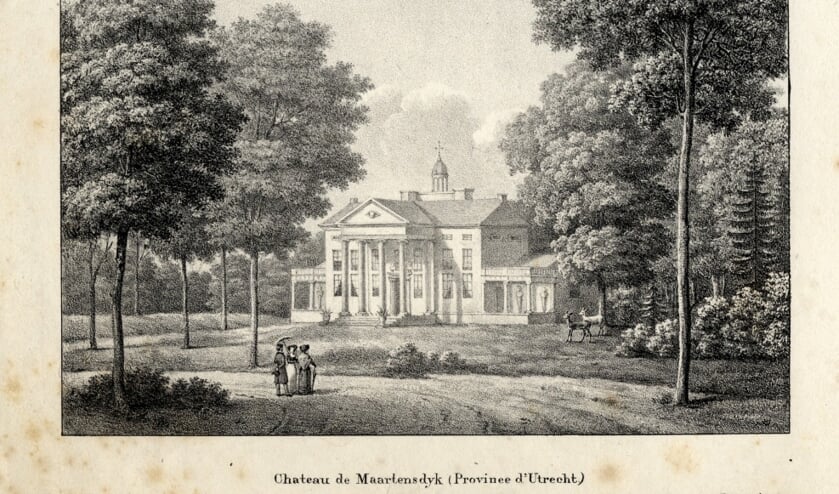 ‘Chateau de Maartensdyck’, een tekening uit ca. 1825 van J.J. de Cloet. (foto Utrechts Archief)