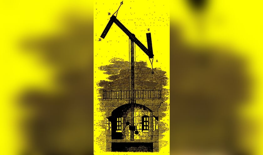 Afgebeeld is een telegraaf zoals deze er op de Westbroekse toren moet hebben uitgezien. (Illustratie in Les merveilles de la science van Louis Figuier, - Parijs 1868).