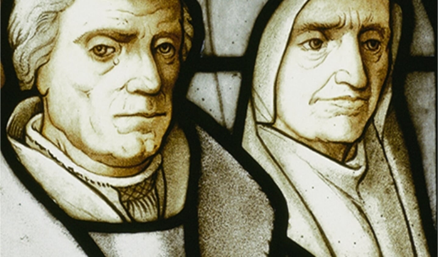 Portret van Dirck Cornelisz van Hensbeek en zijn vrouw, getekend door Lambert van Noort. 