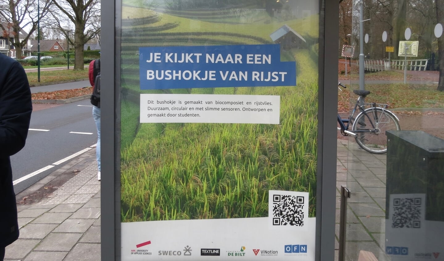 Eerste abri van rijstafval in Nederland staat in De Bilt