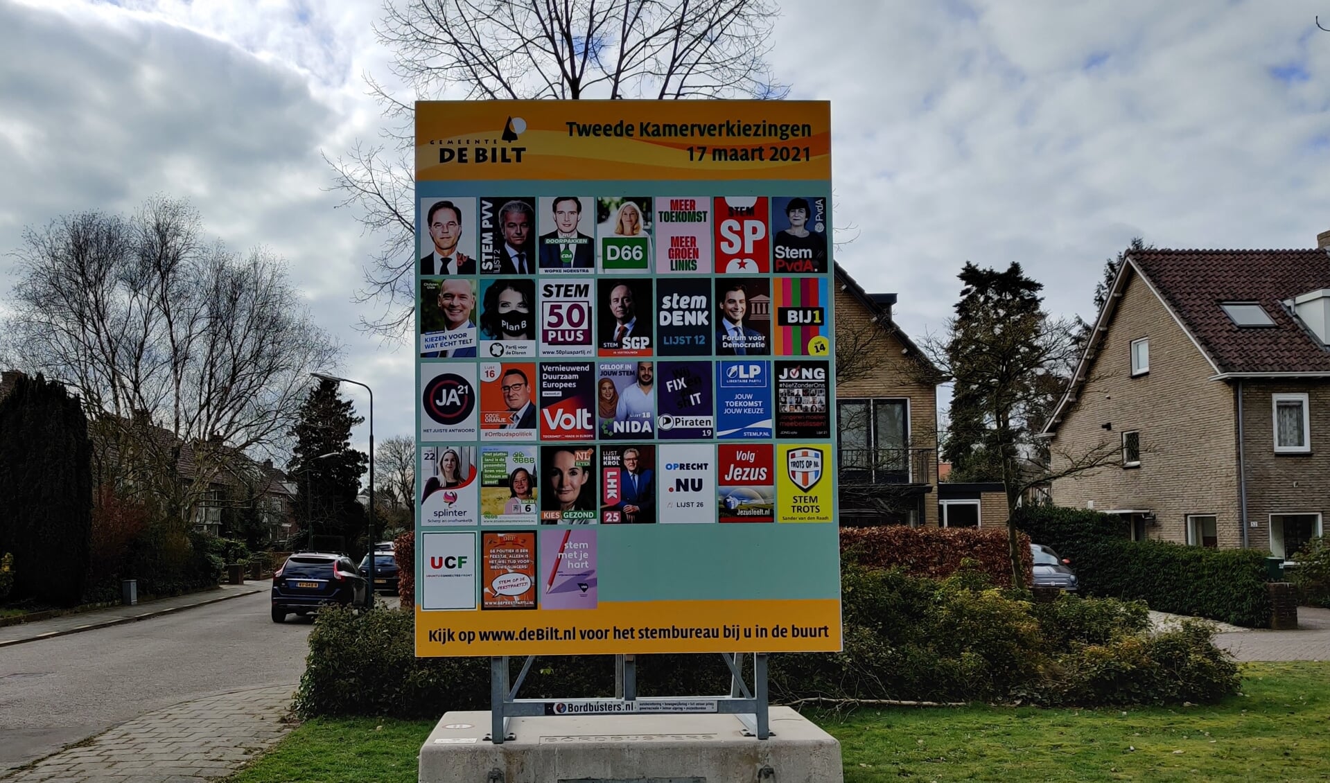In de gemeente De Bilt staan 33 partijen op het stembiljet. Op het verkiezingsbord (deze staat in Groenekan) is plaats voor 35, maar slechts 31 stellen zich voor