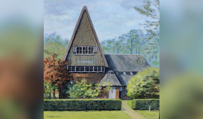 Bram Dolman toverde dit schilderij van Huize Gaudeamus in 2009 uit zijn penseel.