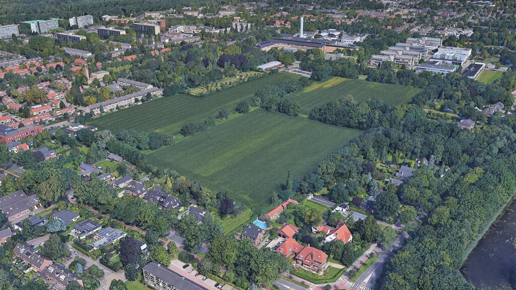  Luchtfoto van het gebied rond de Schapenweide.