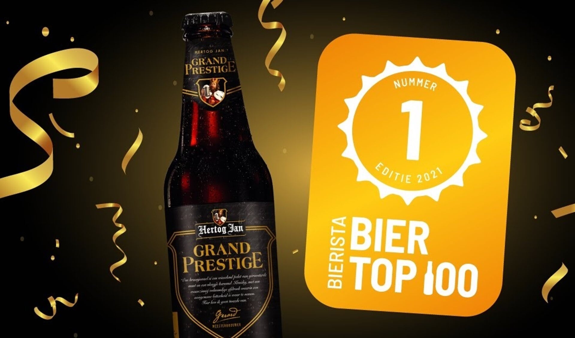 Hertog Jan Grand Prestige is voor het 2e achtereenvolgende jaar op nummer 1 geëindigd in de Bierista Bier Top 100. FOTO: Bierista