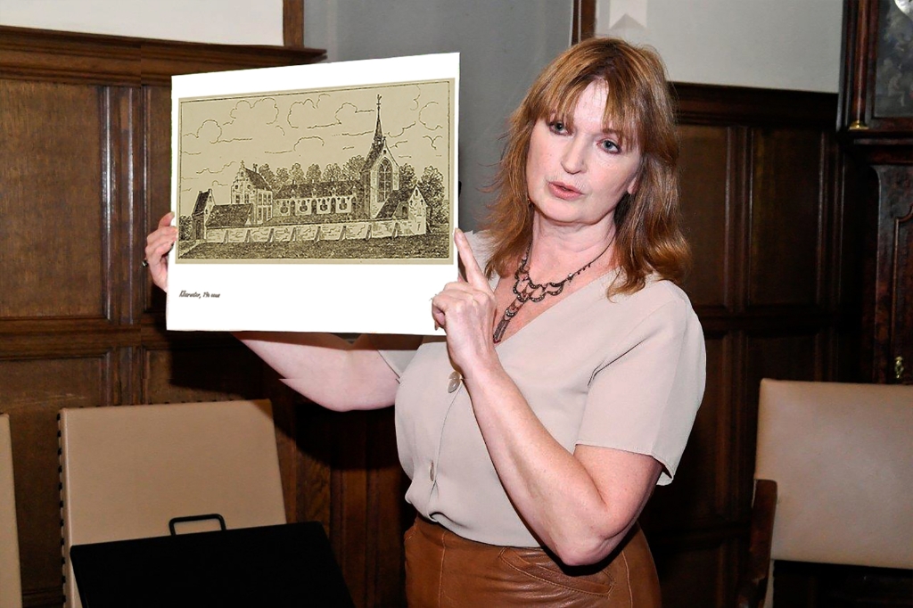 <p> Joke met een prent van het voormalige klooster. </p>