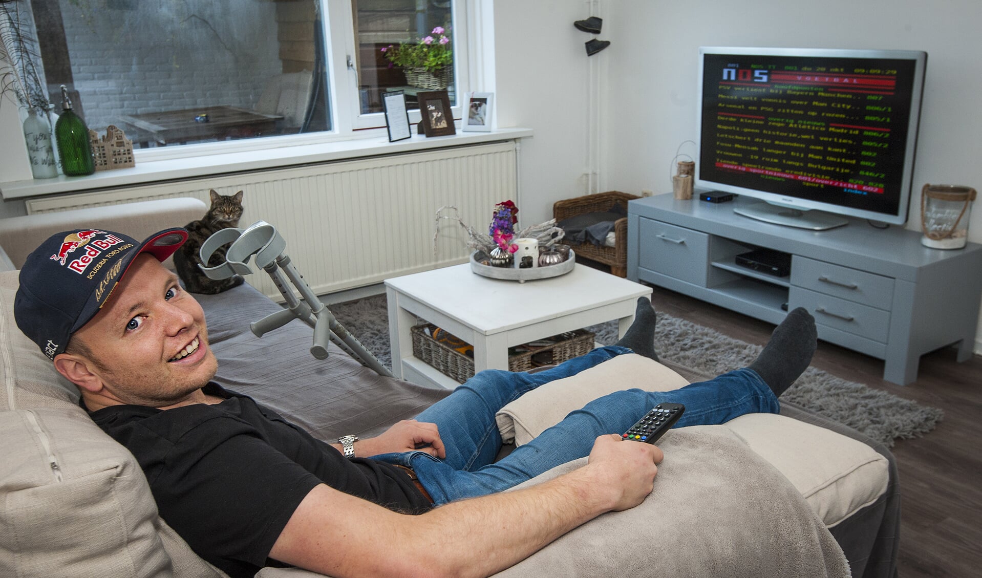 • Thomas Ouwerkerk zit vanwege een knieblessure noodgedwongen thuis. (foto: wijntjesfotografie.nl)