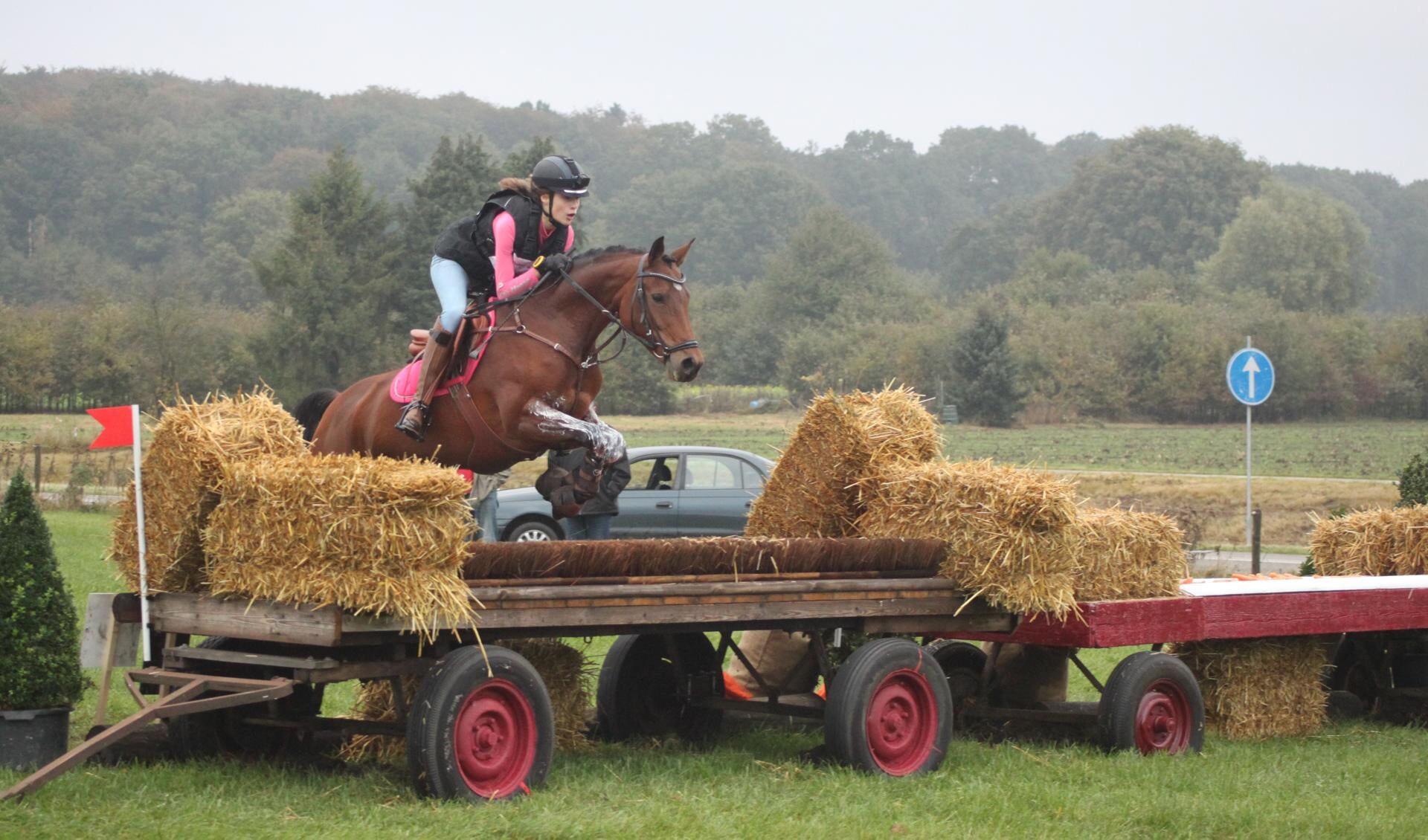 • Elise Otto met haar pony Megan tijdens het NK Eventing.