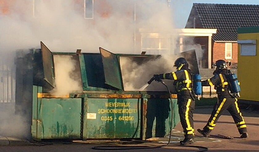 Containerbrand in de Tielmanstraat in Bleskensgraaf.