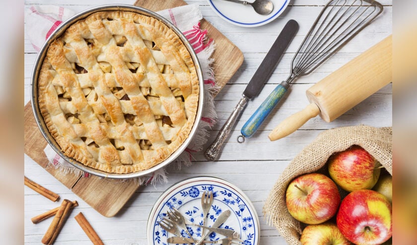 <p>• Een stockfoto van een appeltaart.</p>