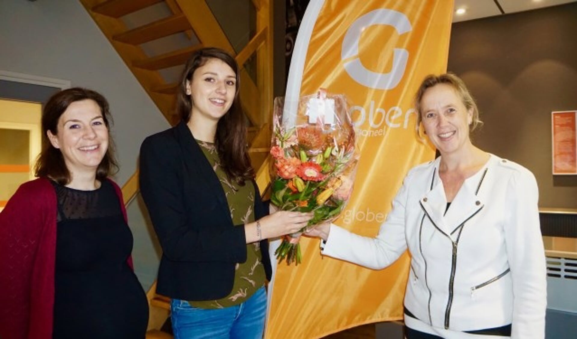 Van links naar rechts: Bettina Jonker (WGSP), Ellen Aitink (Globen) en wethouder Economische Zaken Inge Nieuwenhuizen. (Foto: gemeente IJsselstein)