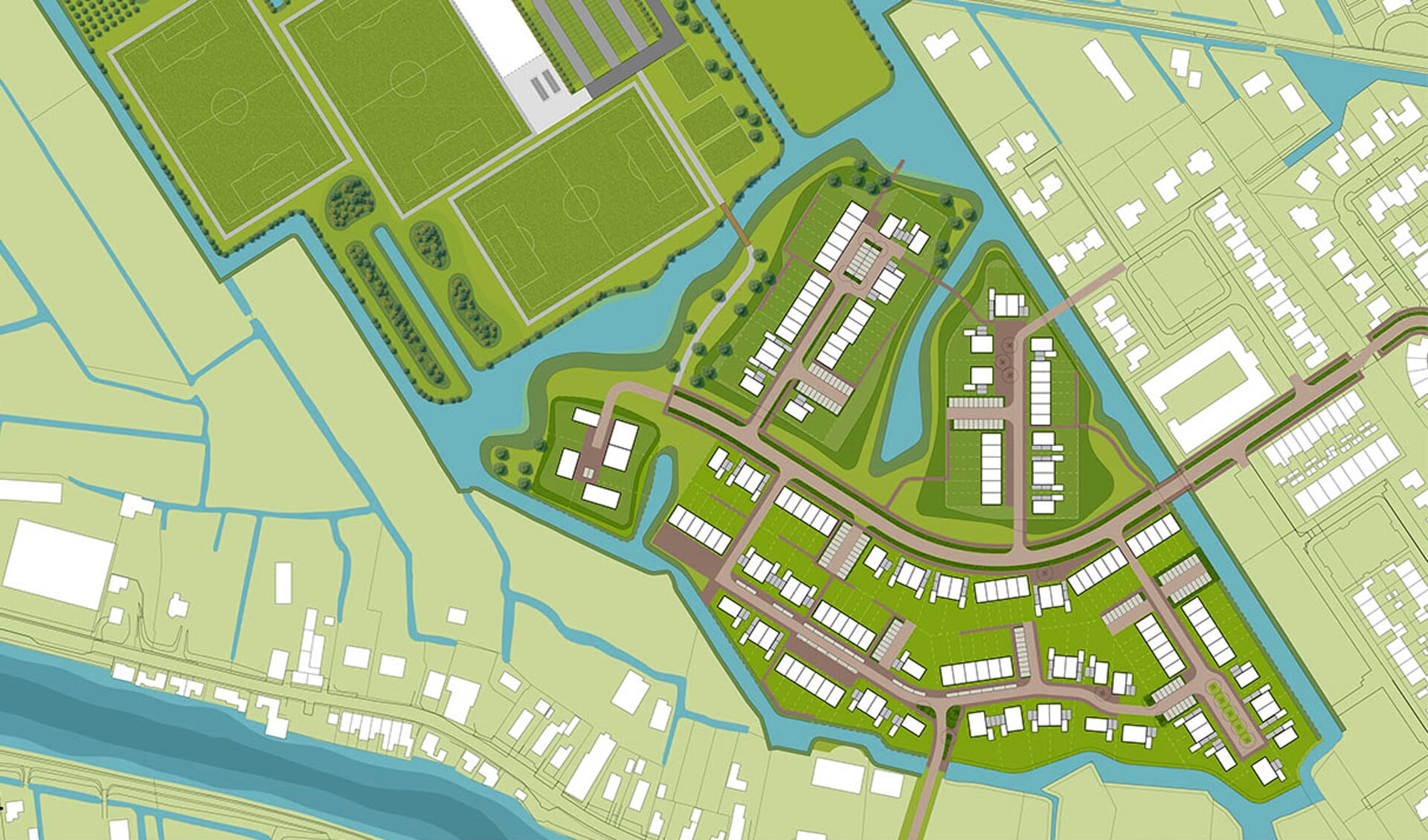 • De plattegrond van de toekomstige nieuwbouwwijk De Weide II.