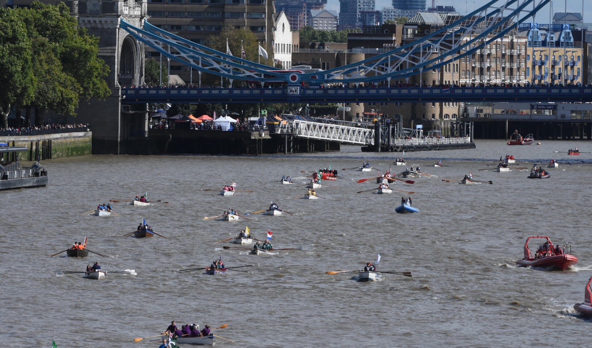 De teams van WSV Woudrichem roeiden The Great River Race over de Thames in Londen.