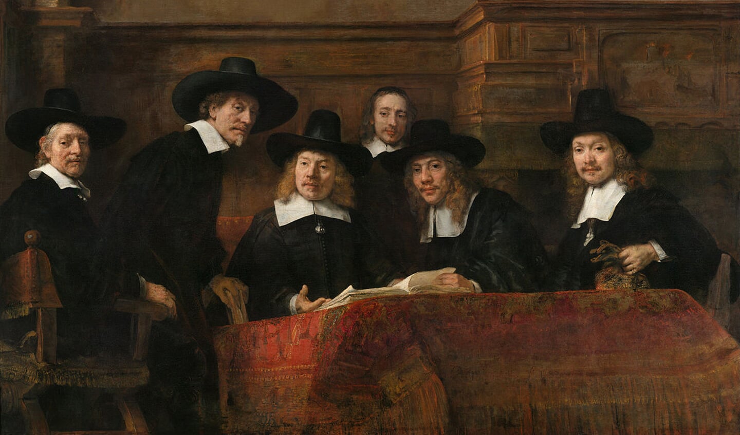 • Schilderij De Staalmeesters van Rembrandt van Rijn uit 1662. 