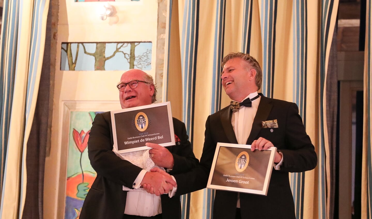 Tijdens het jubileumweekend werden Wimpiet de Weerd Bel (DGA Adinex) en Jeroen Groot (partner Hoek en Blok) benoemd tot erelid. Beiden kregen in Limburg een zilveren ere-speld opgeprikt door BCVVS-voorzitter Roy Monnichmann.