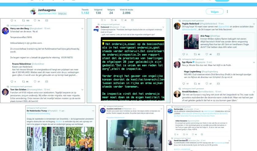 • Enkele retweets van het inmiddels gesloten Twitteraccount van Jan Haagsma.