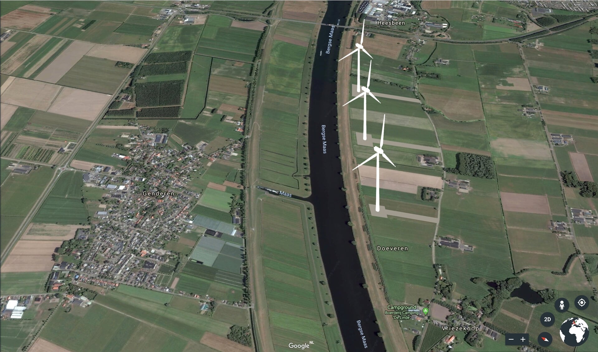 Een impressie van de windmolens, zoals Energie Gezond die op de website heeft staan.
