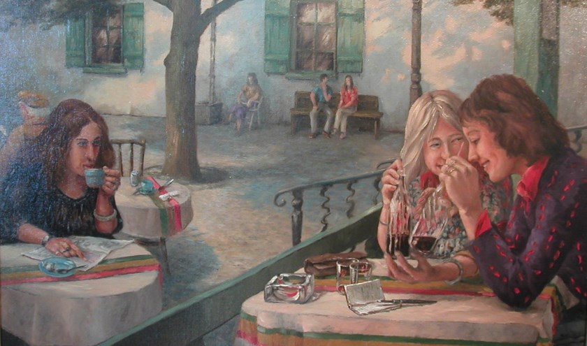 • 'Gossip' is een van de schilderijen van Dick Haakman.
