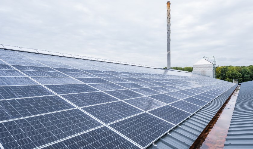 De zonnepanelen op de overkapping