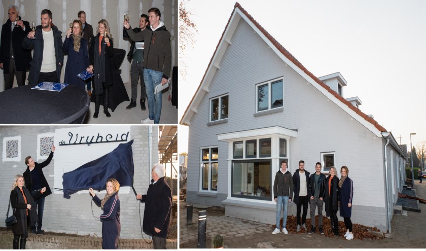 • Het originele naambord van het voormalige dorpshuis De Vrijheid is onthuld op de gevel.