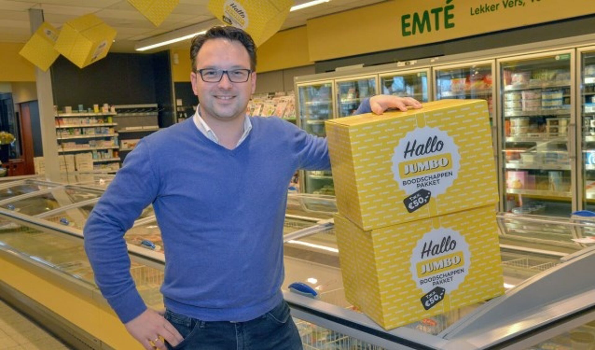 Jaap-Jan Aarnoudse, nu nog van de  EMTÉ supermarkt, is na de verbouwing de ondernemer van een Jumbo.