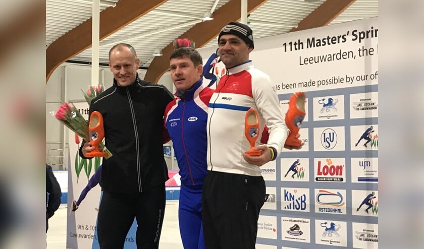 • Sandro Cara op het erepodium in Leeuwarden.