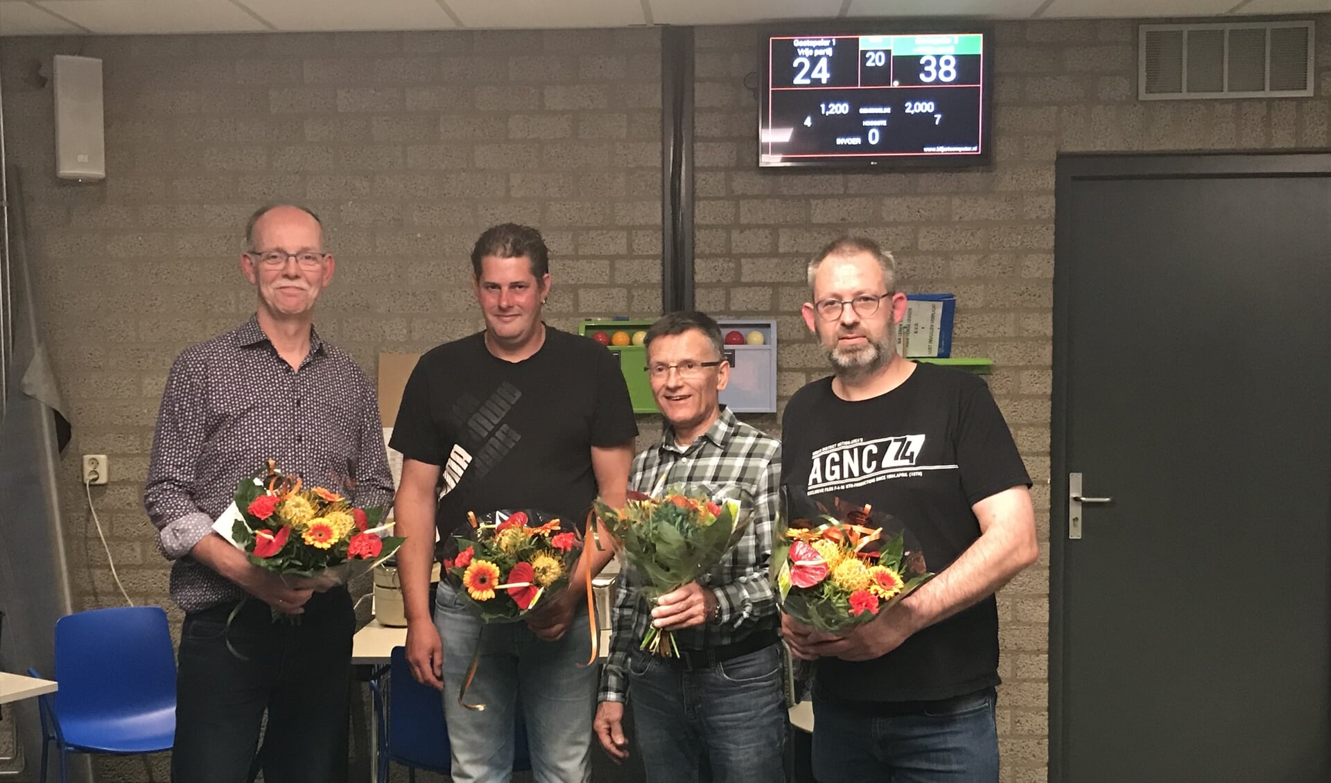 • De vier finalisten bij KBC De Linde, met Gerard Romijn als eerste van links.