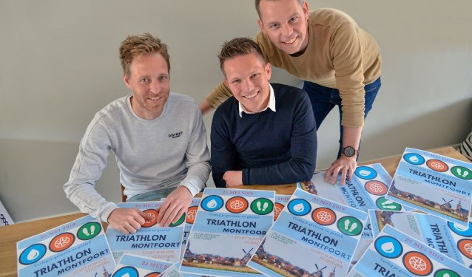 Het bestuur van de ADFYS Triathlon Montfoort met v.l.n.r.. Wouter Agterberg, Bart Zwinkels en John de Wissel (Foto: Paul van den Dungen)