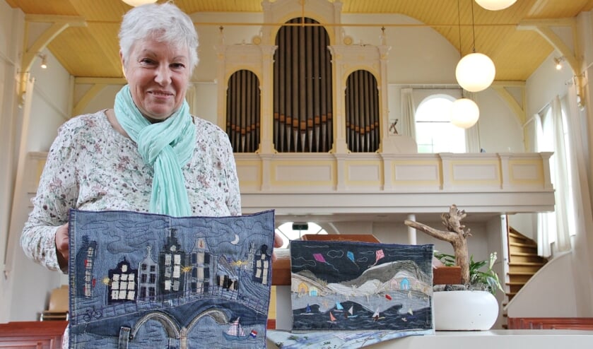• Sjanie verwerkt ook oude spijkerbroeken in haar kunst.