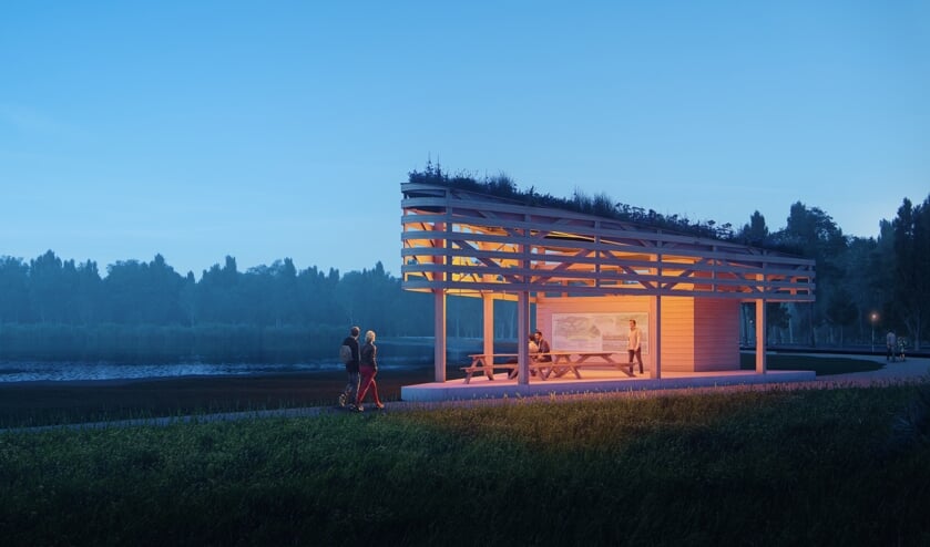 • Ontwerp van het te bouwen paviljoen.