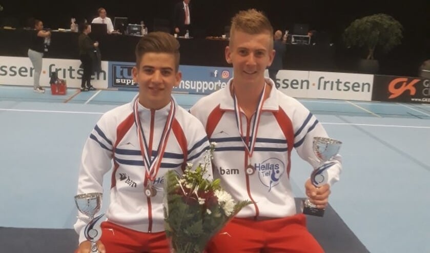 Max van Hulten op het podium N.K. 4e divisie turnen