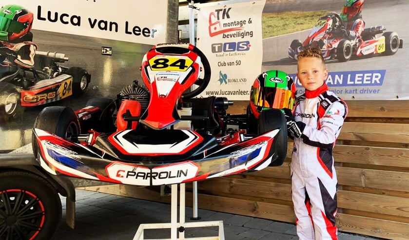 • De pas 8-jarige Luca van Leer rijdt dit seizoen in zijn kart voor het eerst op nationaal niveau.  