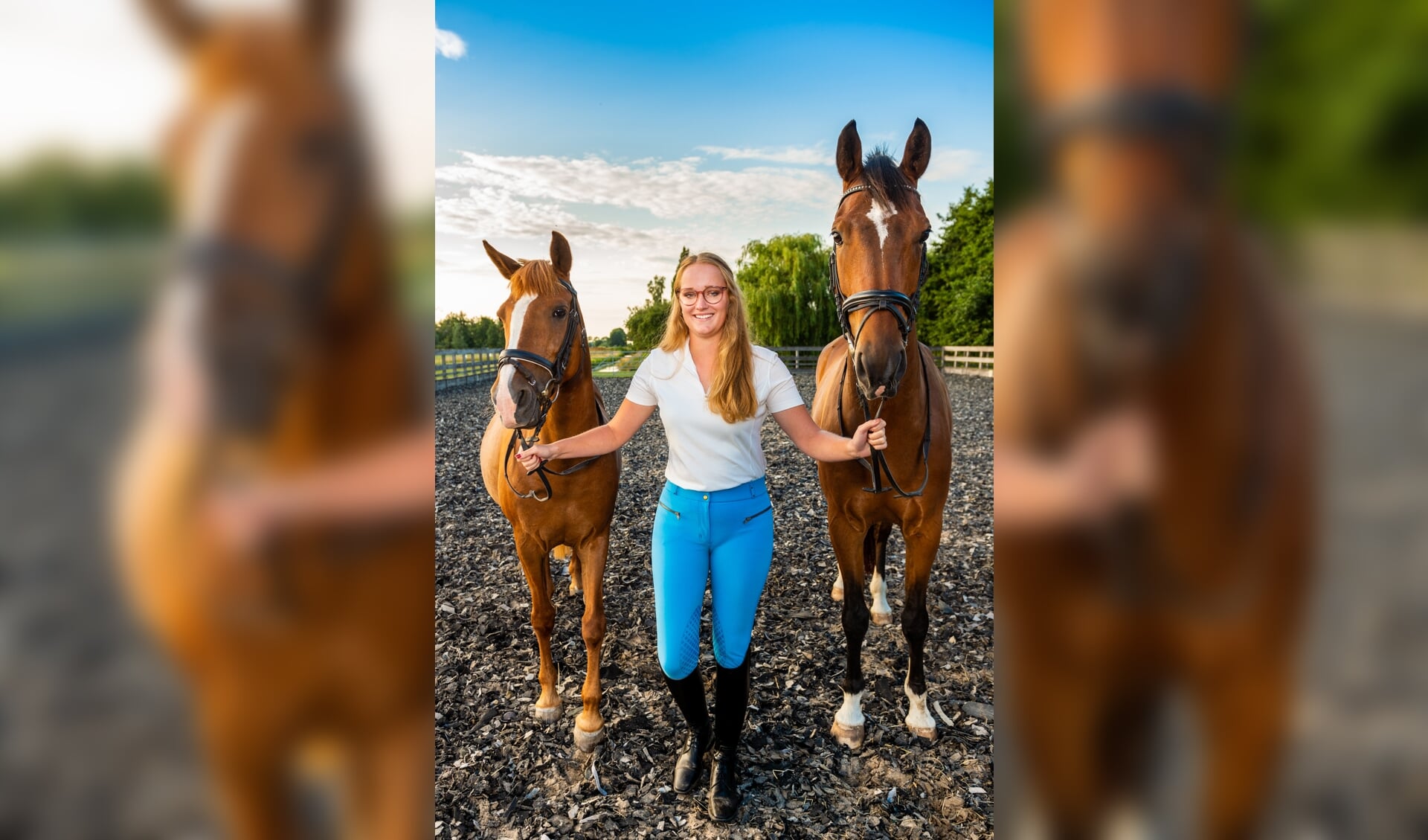 • De Ammerstolse Janneke de Vries tussen haar pony Maxima (links) en haar paard Joker.