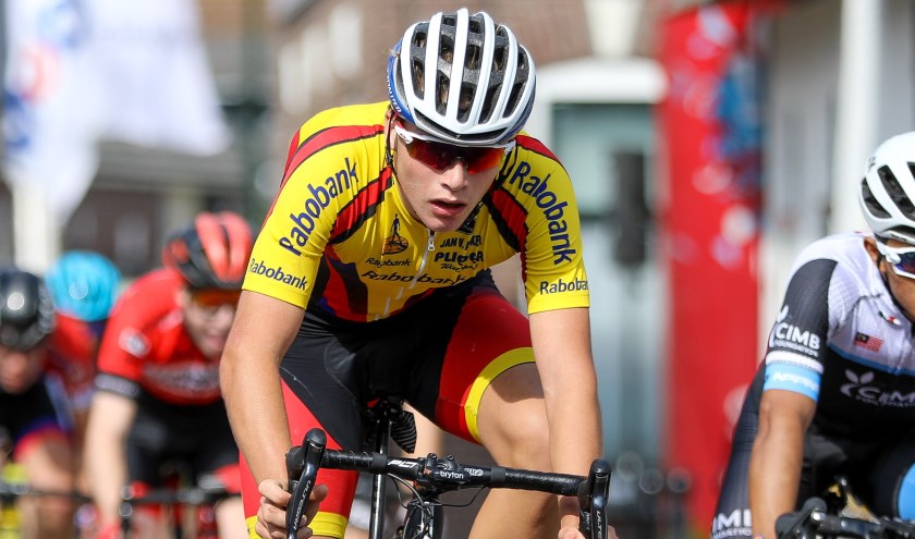 • Delano Swenne in actie tijdens de Ronde van Noordeloos.