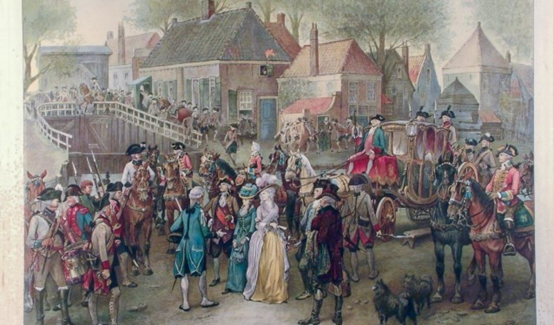 De bekende schoolplaat van de aanhouding in 1787. Op precies dezelfde plaats wordt dit cruciale moment in de vaderlandse geschiedenis tot leven gebracht. 