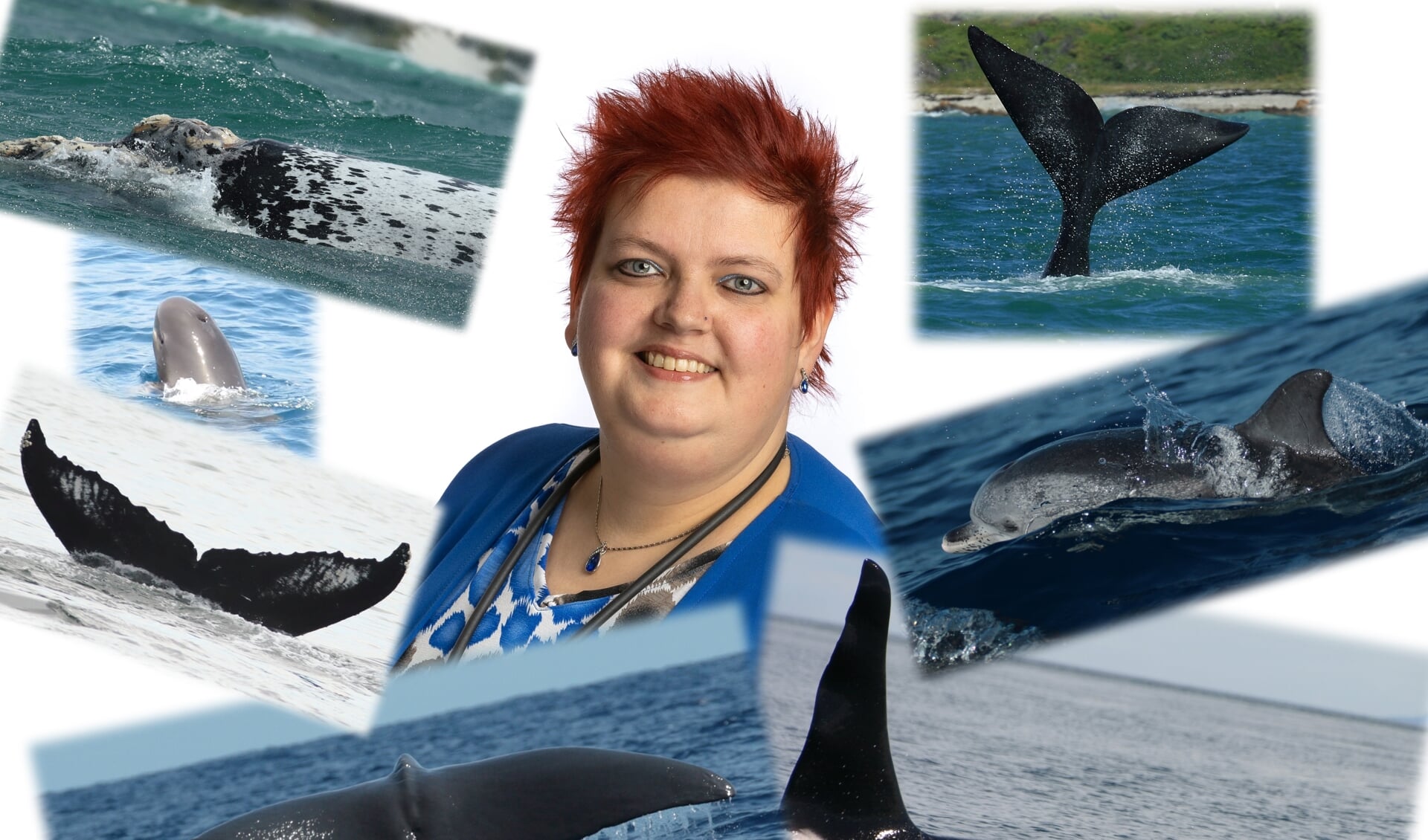 • Trudy Groen met door haar gemaakte walvisfoto's.