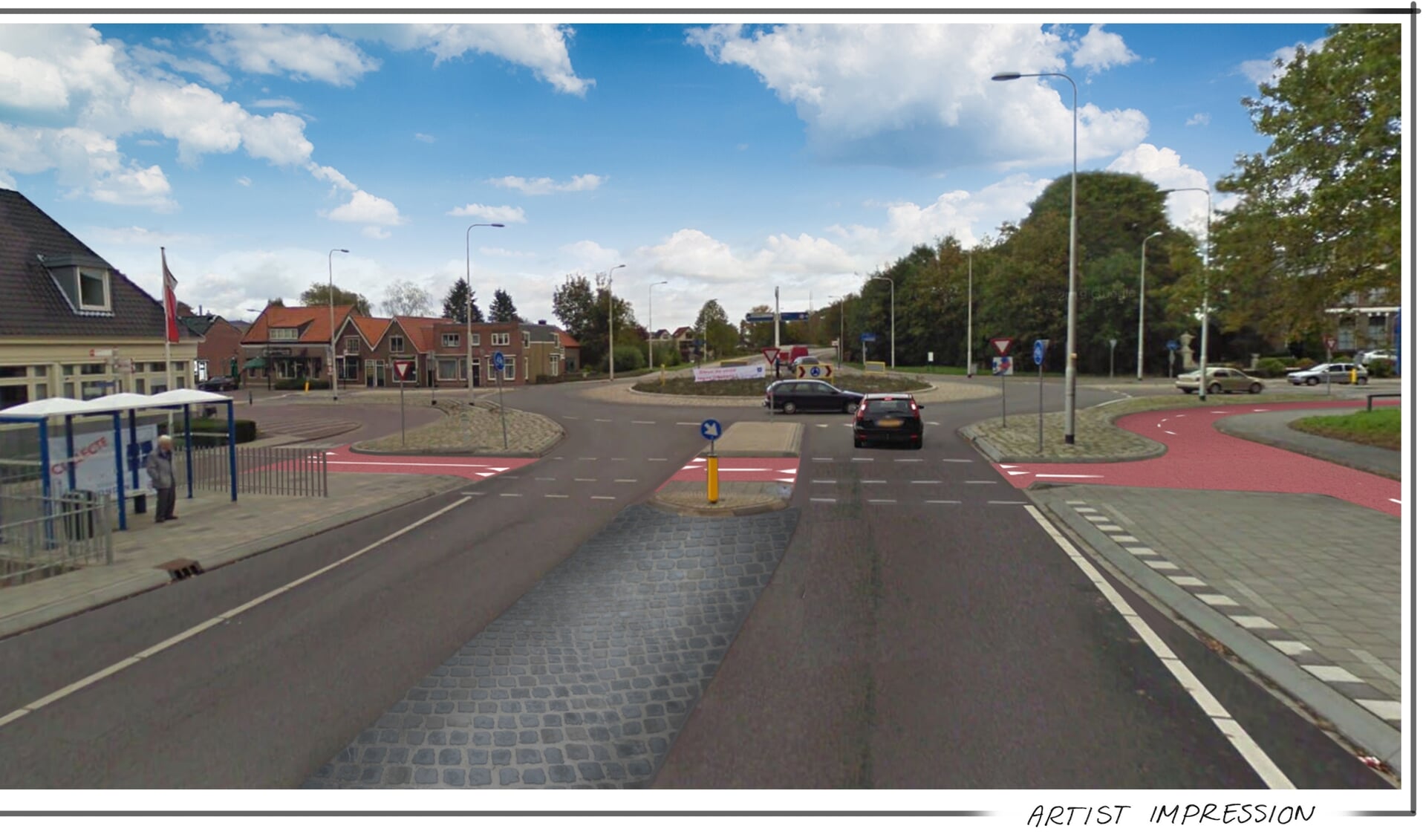 • Visualisatie van de aanpassingen bij de rotonde in Haastrecht.