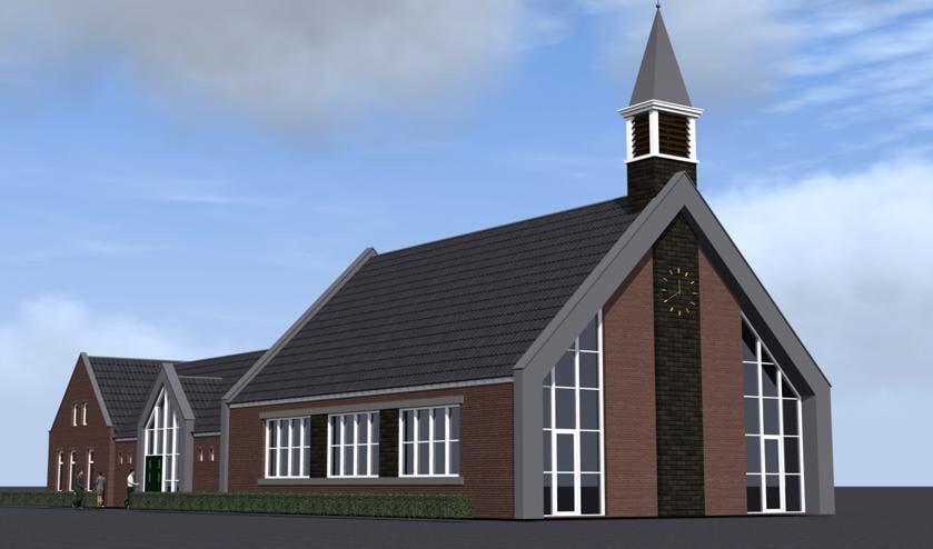 Artist impression van de nieuwe kerk in Waardhuizen