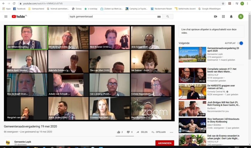• De gemeenteraad van Lopik, digitaal bijeen.