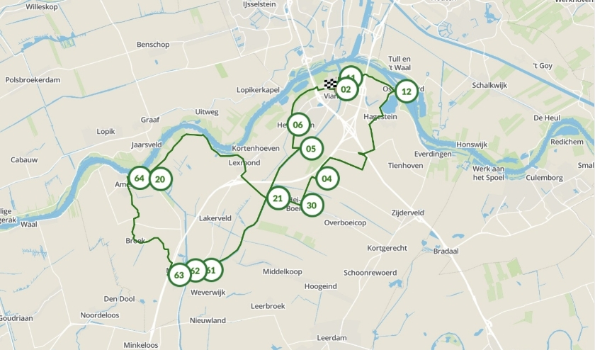 • Een van de fietsroutes die digitaal verkrijgbaar is.