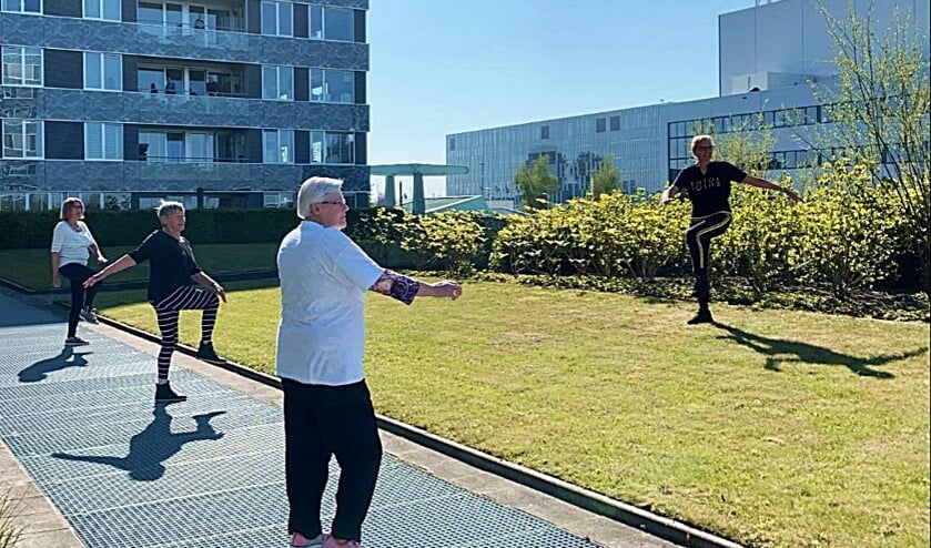 • Balkongym op de binnenplaats van de Kraanbaan in Alblasserdam.