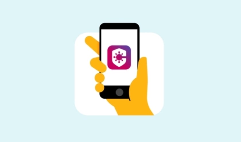 Telefoon met logo CoronaMelder
