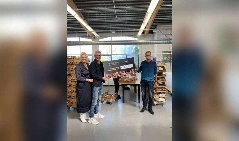 • De overhandiging van de gift voor de Voedselbank in Alblasserdam.