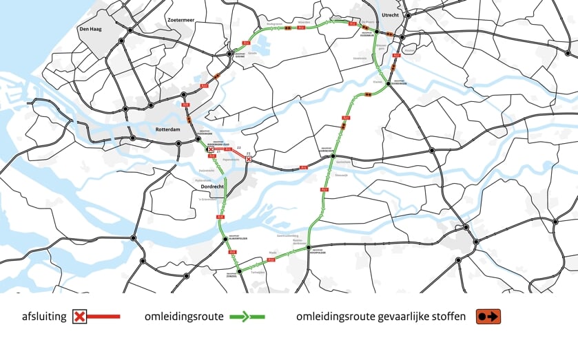 • De omleidingsroutes tijdens de afsluiting van de Noordtunnel.