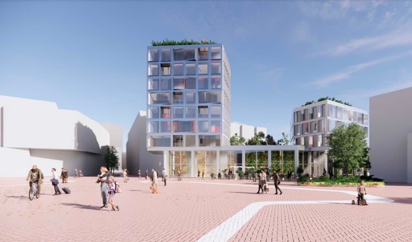 • Een artist impression van hoe het gebouw aan de Veerpromenade eruit zou kunnen gaan zien.