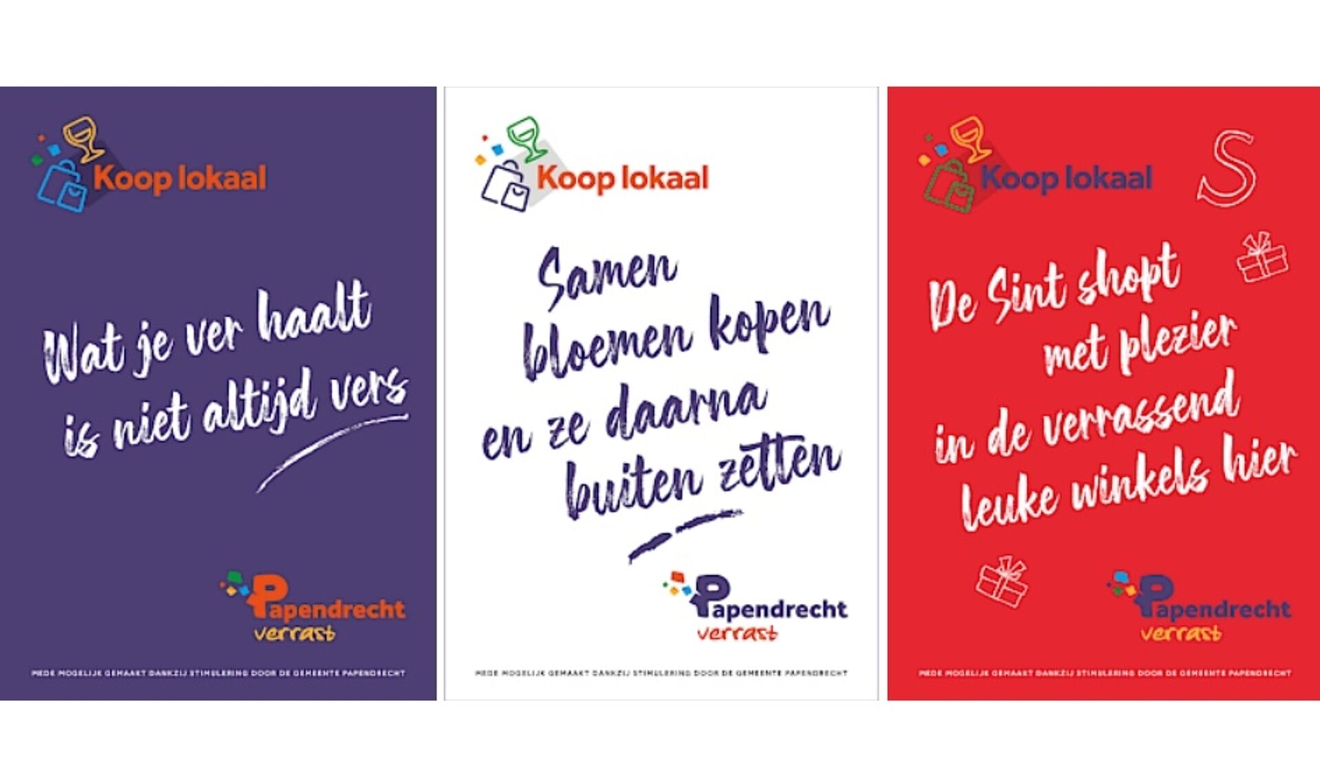 • Enkele slogans die van de campagne Koop Lokaal in Papendrecht.