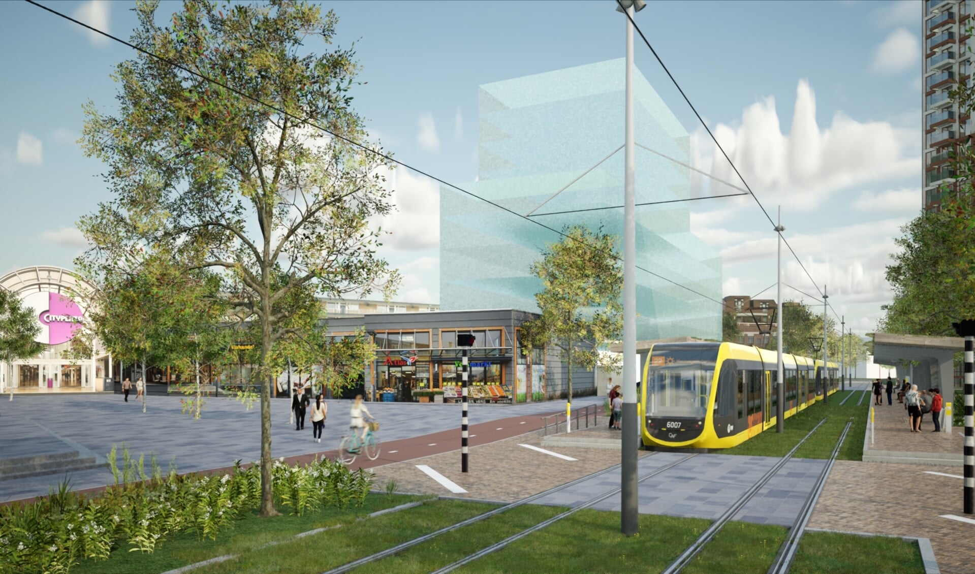 Impressie van de nieuwe tramhalte en trambaan.