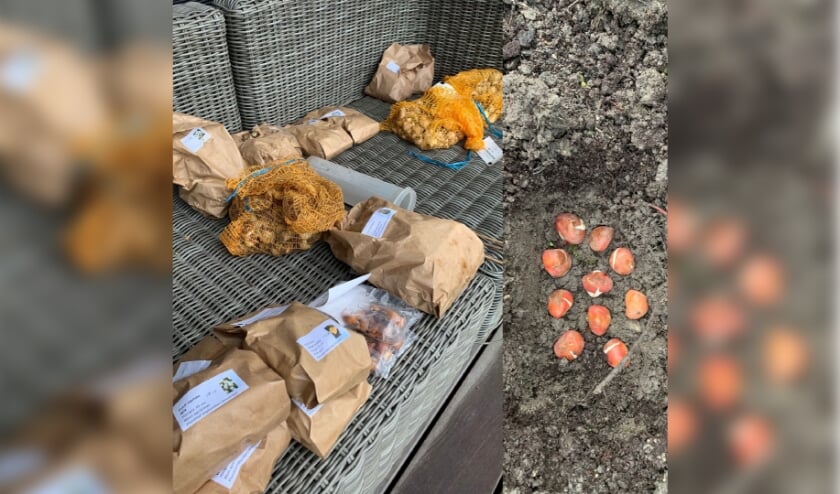 <p>'In gedachten bij wijlen mijn vader heb ik bij ‘zijn’ vertrouwde bedrijf de bollen gekocht'.</p>